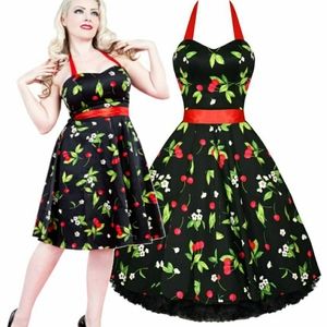 Pinup 50's flare dress cherry print